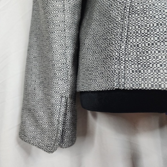 CALVIN KLEIN Size 6 Gray Tweed Mandarin Collar Business Casual Jacket Blazer EUC - Picture 8 of 11